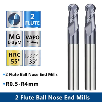 Solid Carbide Ball Nose End Mill 2 Flute R0.5-R8 ALTIN Milling Cutter Slot Drill • £3.71