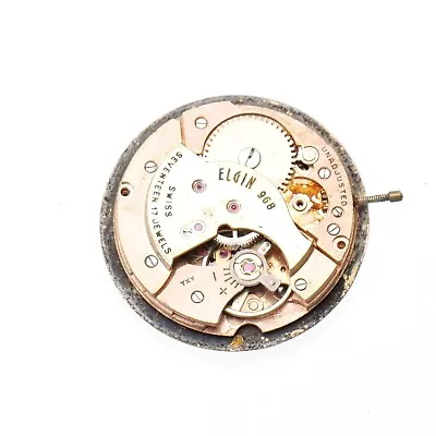 Vintage Elgin 968 Wrist Watch Movement Good Balance Watchmakers Parts Repairs • $22.49