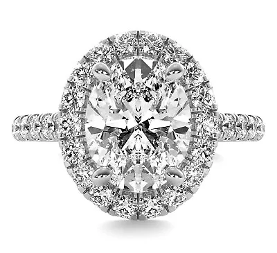 Halo 6.01 Carat VS1 H Oval Cut Lab Created Diamond Engagement Ring White Gold • $5395