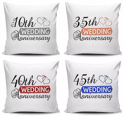 Wedding Anniversary - Two Hearts (1st - 70th) Cushion Cover • £7.99