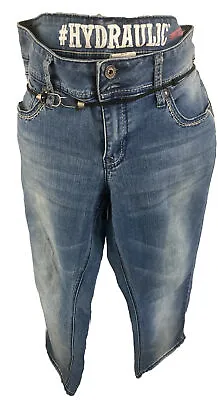 $15.98 • Buy Hydraulic Lola Curvy 15/16 Denim Jeans Stone Washed Capri Boho Hippie Minimalist