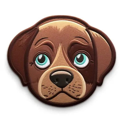 Chocolate Labrador Puppy Dog Patch Iron-on Applique Canine K9 Pet Animal Badge • $4.95