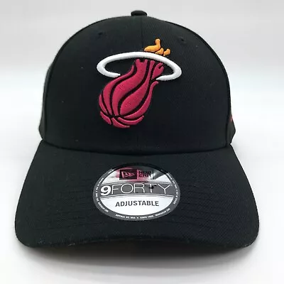 Miami Heat Hat Cap Men's Strap Back Black Red New Era 9Forty NBA Basketball • $19.90