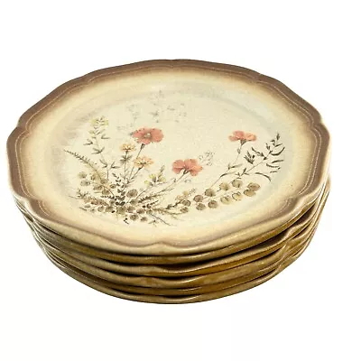 Vintage Mikasa Wheat Jardiniere Dinner Plate Brown Floral Lot Of 6 Scallop Edge • $59.95