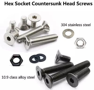 £2.55 • Buy Countersunk Washer Nut Bolt M2 M2.5 M3 M4 M5 Black Alloy/ Stainless Steel Screw