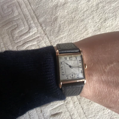£249 • Buy 9ct Gold Solid 15 Jewels Mechanical Tank Watch Trench 1920s Swiss Dimier Freres