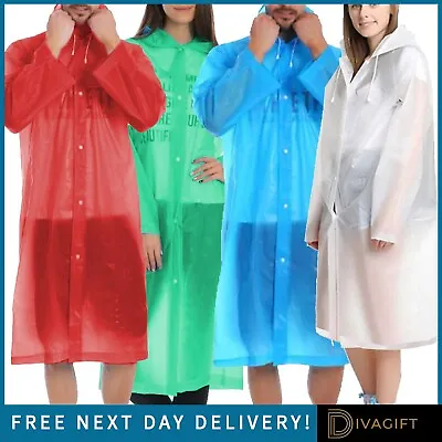 Raincoat Waterproof Adult Ladies Mens Festival Camping Hiking Hooded Rain Coat • £3.49