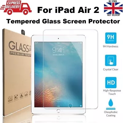 New Ultra Slim Tempered Glass Screen Protector For IPad Air 2 (A1566/A1567) • £5.24