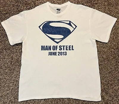 Superman Official 2013 Man Of Steel Movie Promo Men's White T-Shirt XL • $22.99