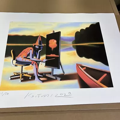 Mark Kostabi Artist At The Lake .Signed  Numbered  Serigraph  2020  70 X 50cm • $280