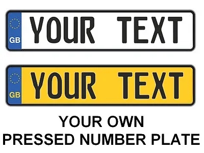 Custom ENGLISH UK GB EURO License Plate YELLOW WHITE Customized OWN PERSONALIZE • $19.40