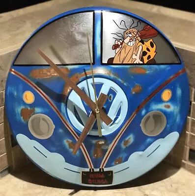 VW Hubcap Clock Captain Caveman Hot Rod VW Bus VW Bug Mancave Garage Art • $125