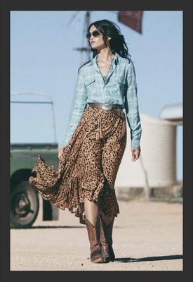 $174.95 • Buy Vintage Spell And The Gypsy Saphari Leopard Print Maxi Skirt M Lining Removed 
