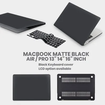 Macbook Matte Black Case / Black Keyboard Cover / LCD Air Pro 13  13.6  14  16   • $6.21