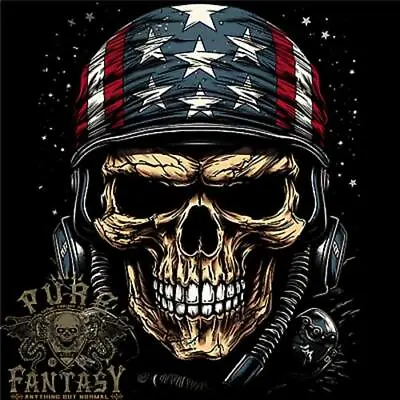 American Bandana Skull USA Biker Mens Cotton T-Shirt Tee Top • £10.99