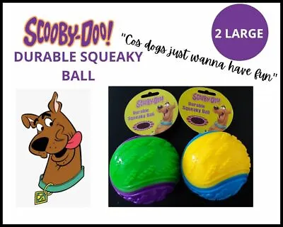£9.95 • Buy 2 X Large Scooby Doo Durable Squeaky Dog Rubber Ball Toys - 8cm Brand New