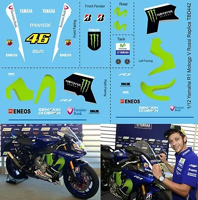 1/12 Decals X Yamaha R1 M Replica Valentino Rossi (X Tamiya KIT) Decal TBD442 • £16.57