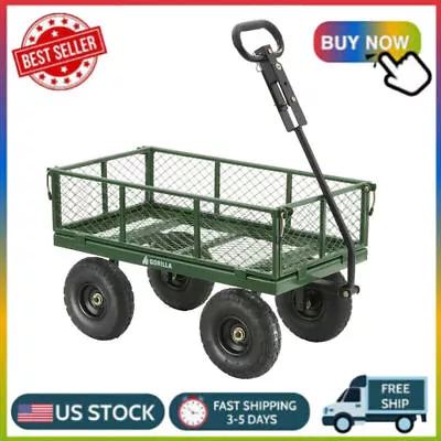 Heavy Duty 400lb Mesh Steel Garden Cart Folding Utility Landscape Wagon Cart US • $148.50