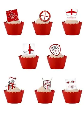 33 Stand Up St George's Day Edible Wafer Paper Cupcake Cake Toppers • £2.49