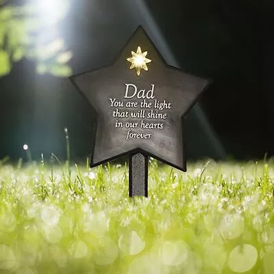 Dad Solar Light Up Star Graveside Stake Memorial Plaque Bereavement Tribute • £21.99