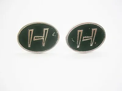 Initial H Cufflinks Vintage Monogram Cuff Links HICKOK USA Formal Wear • $15.96