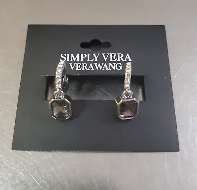 Vera Wang Earrings Simply Vera NWT Pearl/Social Silver Tone Crystal Accented • $10.50