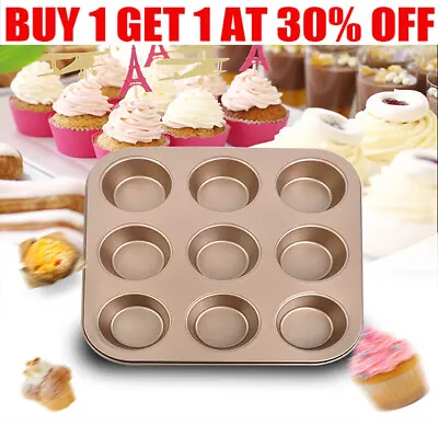 £6.45 • Buy Muffin Tray 9 Cupcake Tin Non Stick Carbon Steel Baking Pan Yorkshire PuddiLI