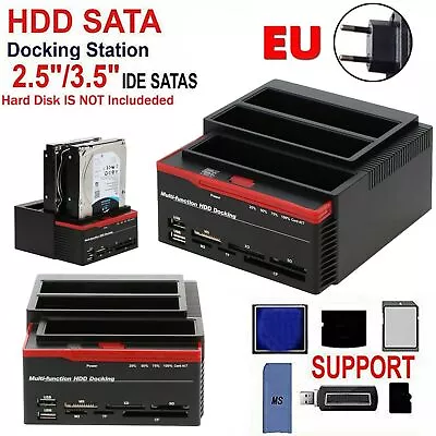 3 IDE SATA 2.5  3.5  HDD Hard Drive Disk Clone Docking Station Card Reader EU EP • $64.99