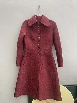 £18 • Buy Handmade 60s Reprdoction Coat Dress Size 8 In Red