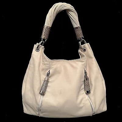 MICHAEL KORS Collection Tonne Ivory Leather / Snakeskin Hobo Bag • $125
