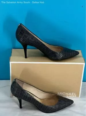 MICHAEL KORS Women's Slate Embossed Leather Flex Mid-Pumps Size-7.5 M • $9.99