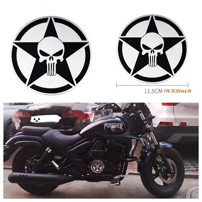 Motorcycle Derby Cover Star Skull 3D Aluminum Sticker 4.53  Black • $16.06