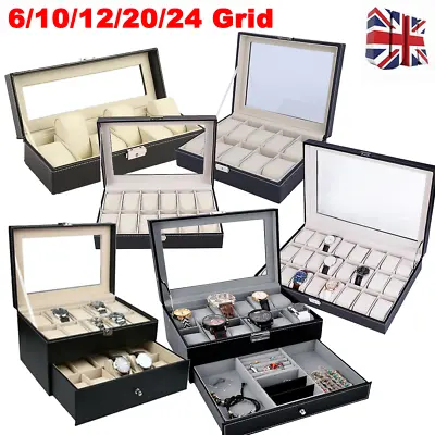 £9.95 • Buy 6-24 Grids Watch Display Box Organizer Case For Men Women Jewelry Storage Box