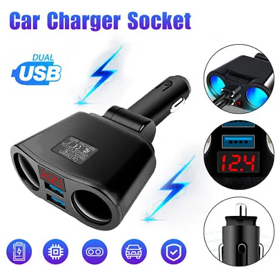 DC12V Dual USB Car Charger Power Adapter LCD Cigarette Lighter Socket Splitter • $19.99