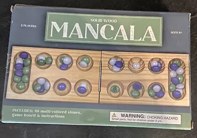 Mancala Strategy Game With Solid Wood Game Board And 48 Multi-colored Stones   • $7.25