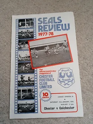 £0.99 • Buy Chester FC V Colchester United Football Programme Div 3 Sat 21 Jan 1978