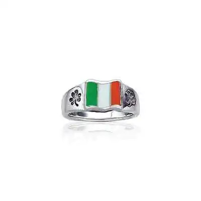 $54.97 • Buy Irish Flag Celtic Shamrock .925 Sterling Silver Ring By Peter Stone Fine Jewelry