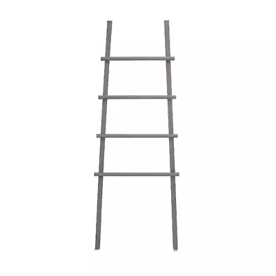 £19.99 • Buy Tall Wooden Blanket Towel Ladder 4 Rungs Hooks Bathroom Rack Decor Shelf