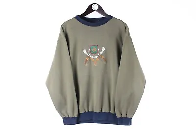 VINTAGE GUCCI SWEATSHIRT SIZE M Big Logo 90s Crewneck Sport Jumper Green • $160