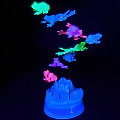 Vintage Retro Mid Century Kinetic Lucite Wire Sculpture Frogs 12.2  Blacklight • $75