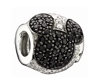 Genuine Chamilia Sterling Silver Disney Charm - Jewelled Black/Clear. • £35