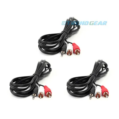 3x 5ft 3.5mm Aux Rca Male Plug Audio Stereo Jack Black Cable Iphone Ipod Touch • £5.08