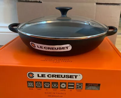 Le Creuset Cast Iron 28cm Shallow Casserole With Glass Lid -Black ( NEW) • £255