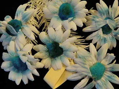 Vintage Millinery Flower KS7 Playful Daisy 6p Aqua Teal • $14.23
