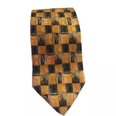 Van Heusen Men's Neck Tie Silk USA Made 58   L 3.75  W Gold Grey • $9.99