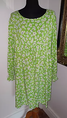 Pretty Apple Green Daisy Print Maternity Dress H&M Mama UK 22 • £3.50