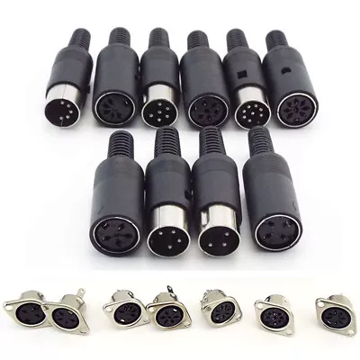 £2.78 • Buy DIN 3 4 5 6 7 8 Pin Male Female Plug Solder Connector Female Socket Panel Mount