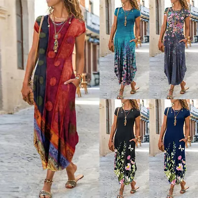 Womens Ladies Floral Boho Maxi Dress Sundress Holiday Plus Size Dresses Summer U • $7.73