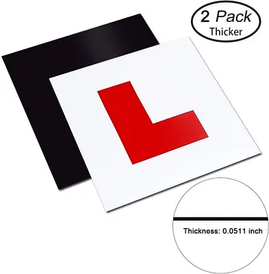 2 X FULL SIZE MAGNETIC LEARNER 'L' PLATES - EASY APPLICATION & REMOVAL • £3.38