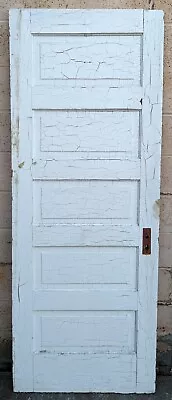 29.5 X77  Antique Vintage Old Salvaged SOLID Wood Wooden Interior Door 5 Panels • $199.99